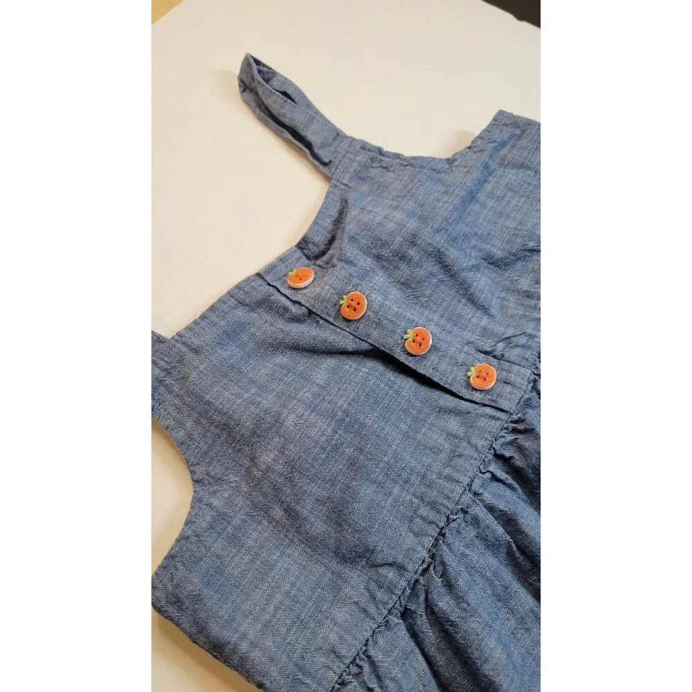 Gymboree Autumn Adventures Girls Pumpkin Chambray Denim Jumper Dress Size 6